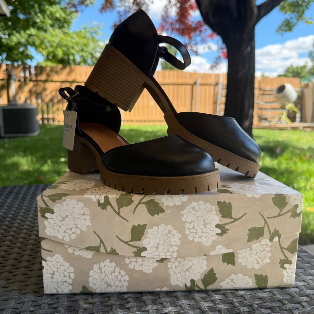 Arizona Jean Co Prarie Black Mary Jane Retro Block Heel Platforms Womens 9.5M